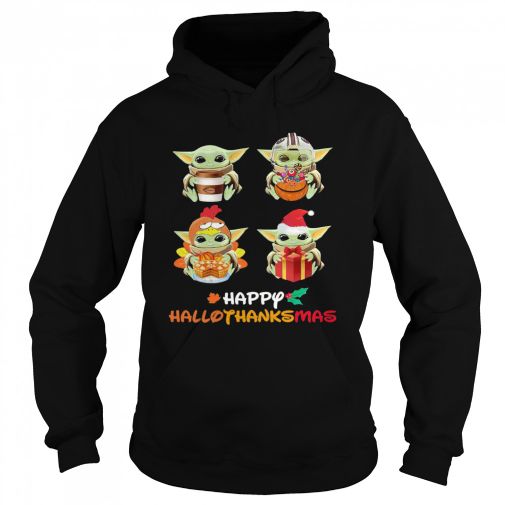 Baby Yoda Happy Hallothanksmas  Unisex Hoodie