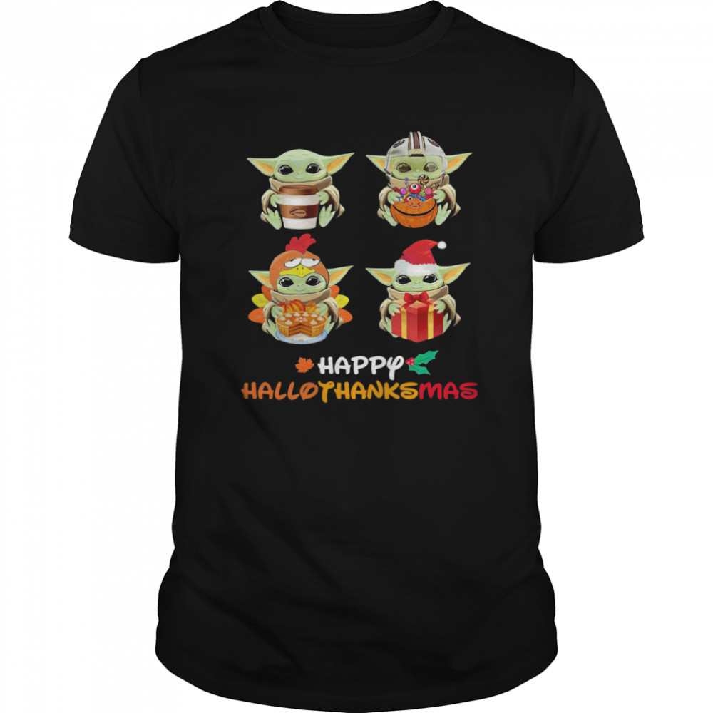 Baby Yoda Happy Hallothanksmas  Classic Men's T-shirt