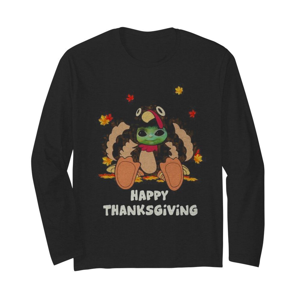 Baby yoda turkey happy thanksgiving  Long Sleeved T-shirt 