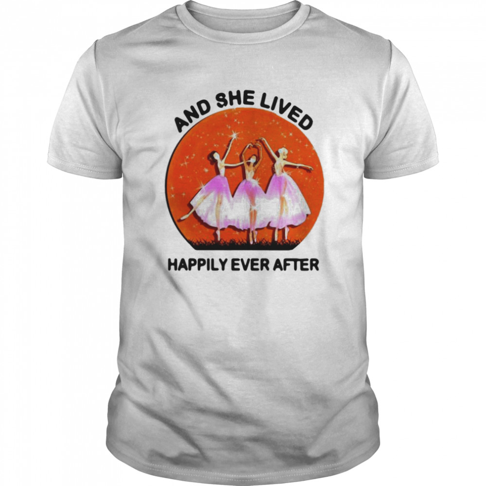 Ballet girls mask and she lived happily ever after halloween shirt