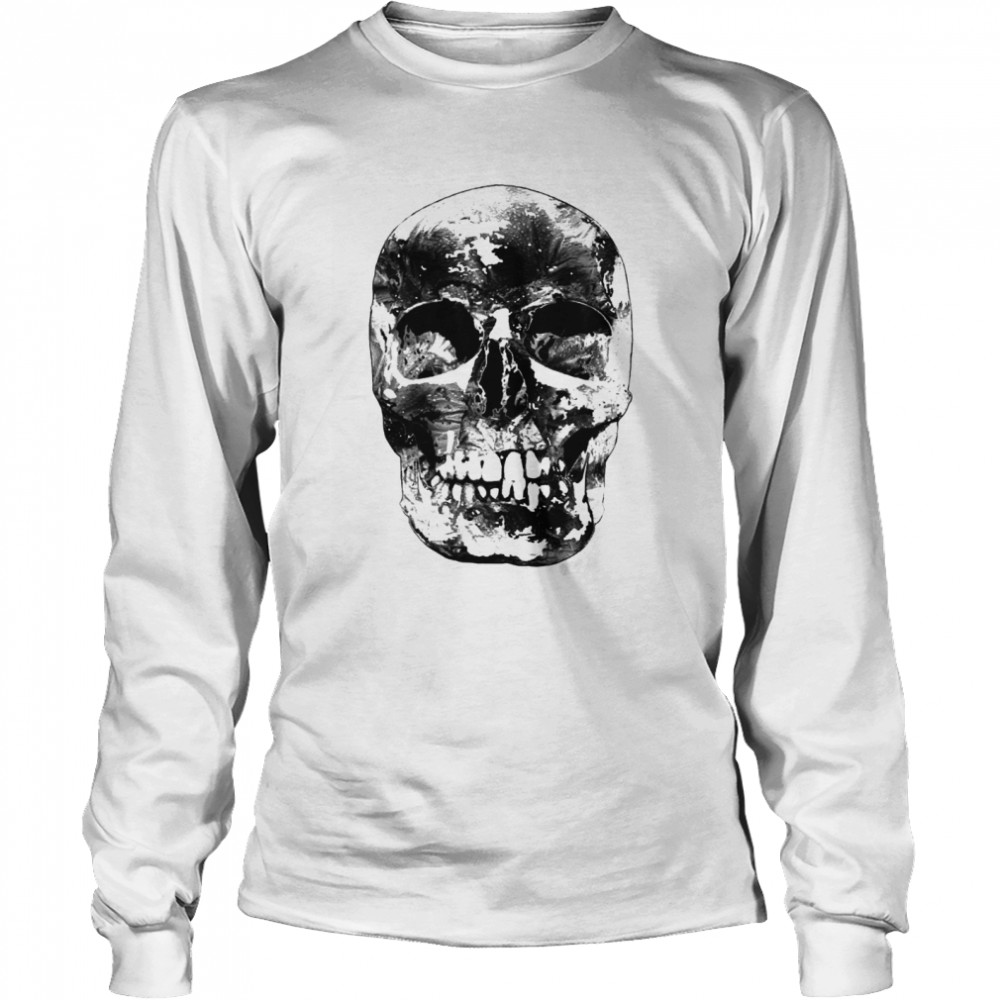 Black And White Skull Day Of Dead Dia De Los Muertos  Long Sleeved T-shirt