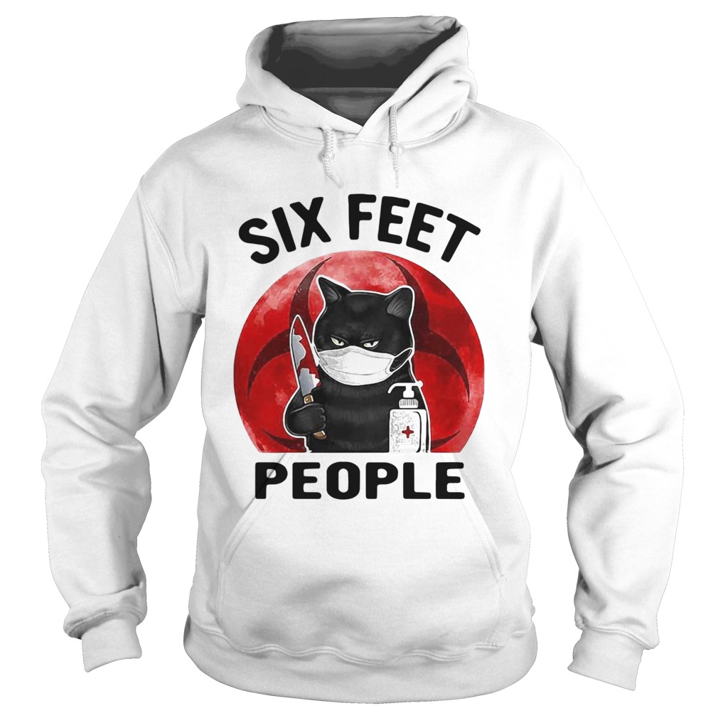 Black Cat Face Mask Knife Blood Six Feet People Blood Moon  Hoodie