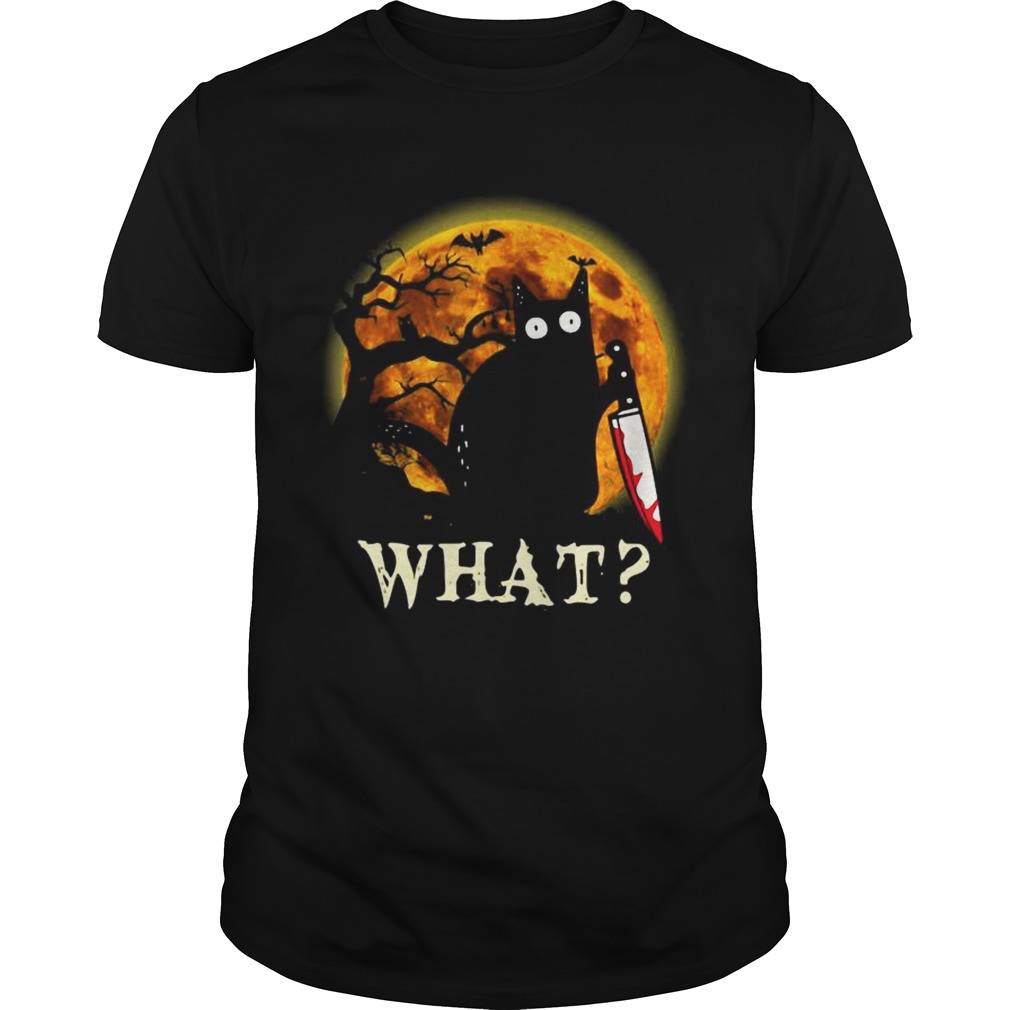 Black Cat What Murderous With Knife Halloween shirt