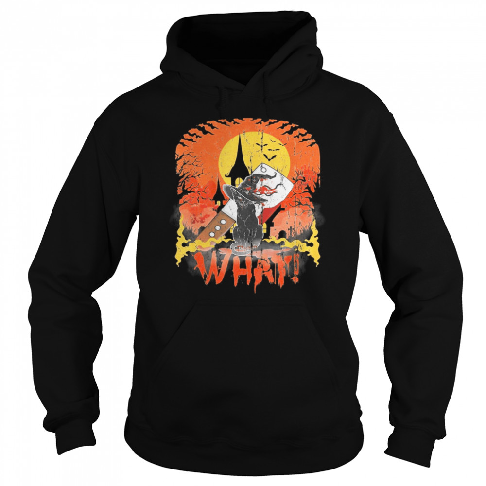 Black Cat With Knife What Halloween Cat Lover  Unisex Hoodie