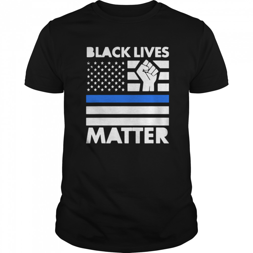 Black Lives Matters Blue Thin Line American Flag  Classic Men's T-shirt