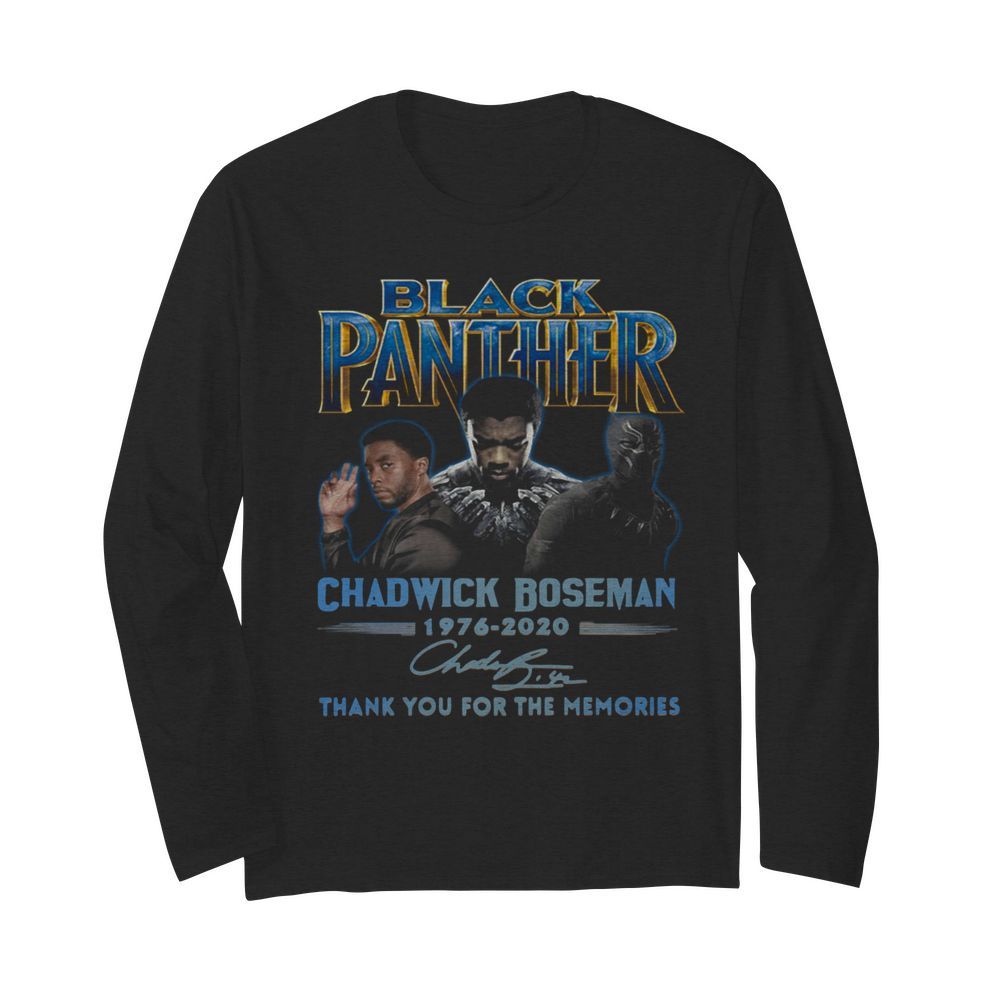 Black Panther Chadwick Boseman 1976-2020 Signature Thank You For The Memories  Long Sleeved T-shirt 