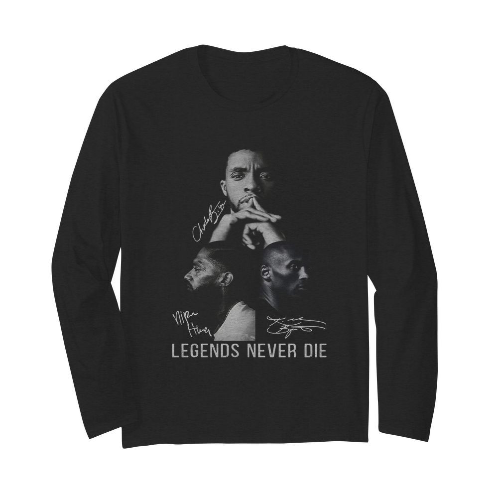 Black Panther Nipsey Hussle and Kobe Bryant Legends Never Die Signature  Long Sleeved T-shirt 