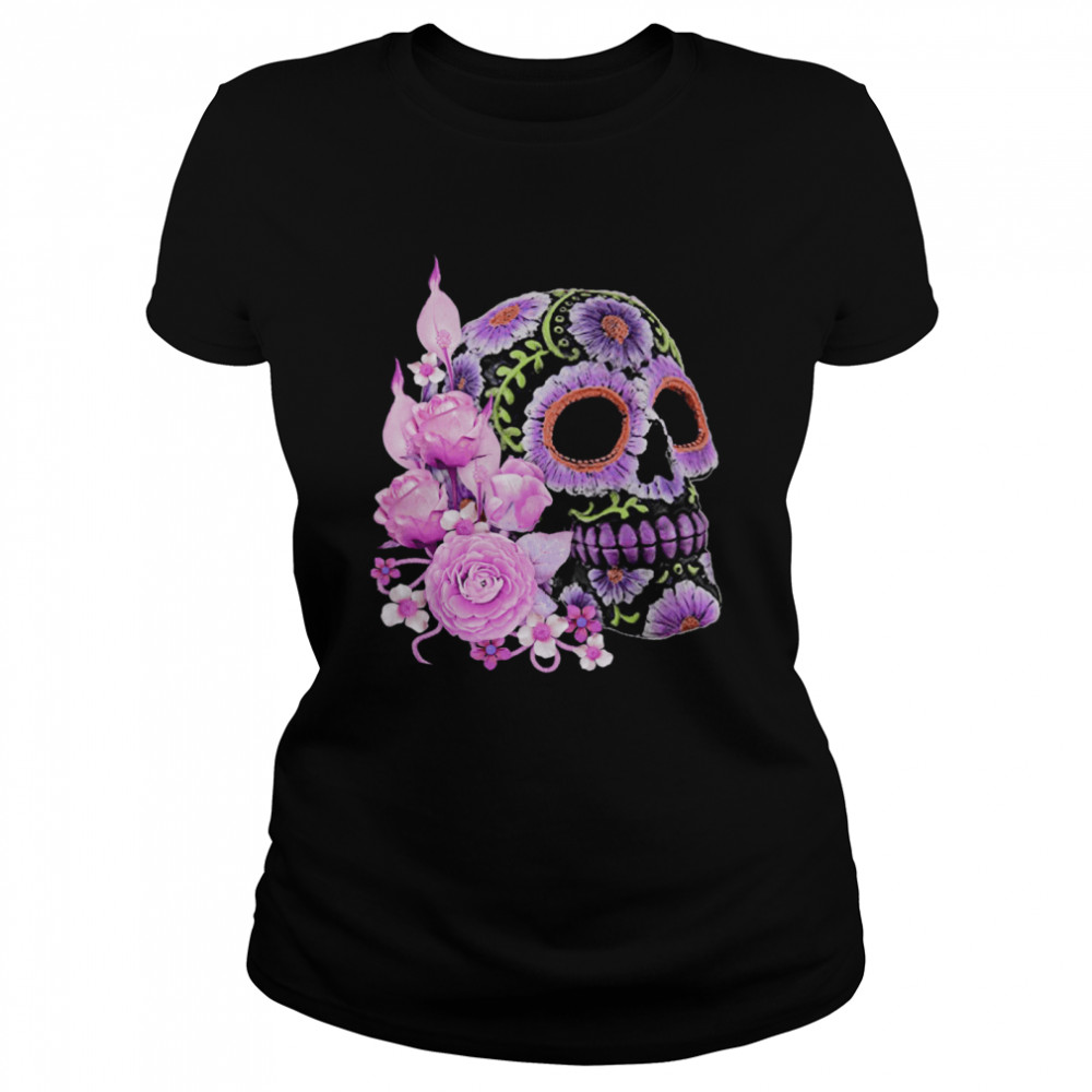 Black Sugar Skull Day Of The Dead  Classic Women's T-shirt