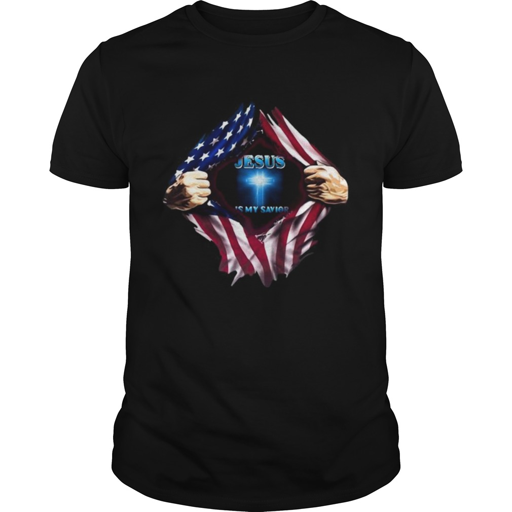 Blood insides american flag jesus is my savior shirt