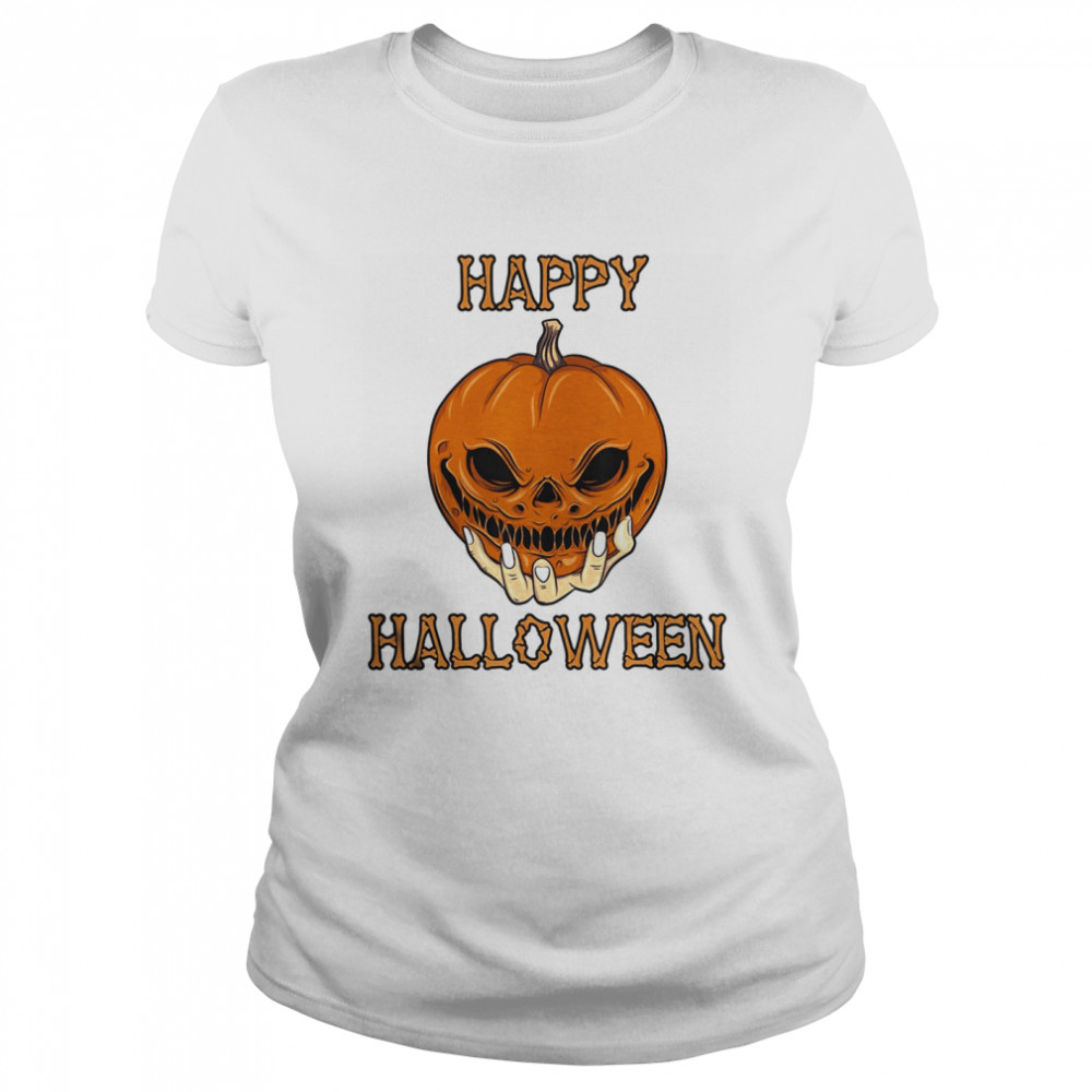 Bones Scary Pumpkin Face  Classic Women's T-shirt