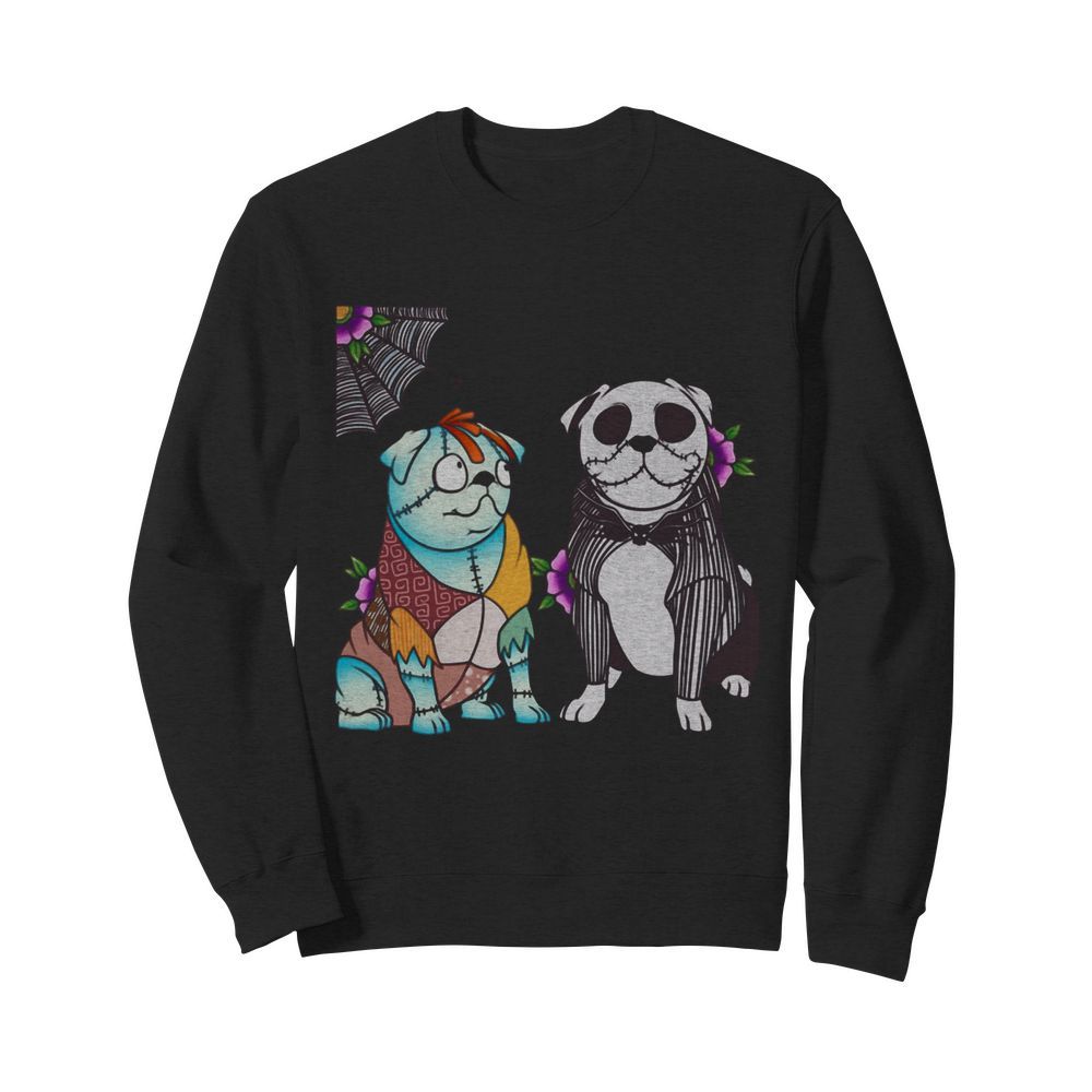 Bulldog Sally And Jack Skellington Halloween  Unisex Sweatshirt