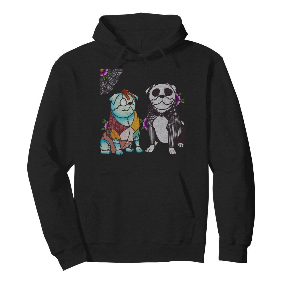 Bulldog Sally And Jack Skellington Halloween  Unisex Hoodie