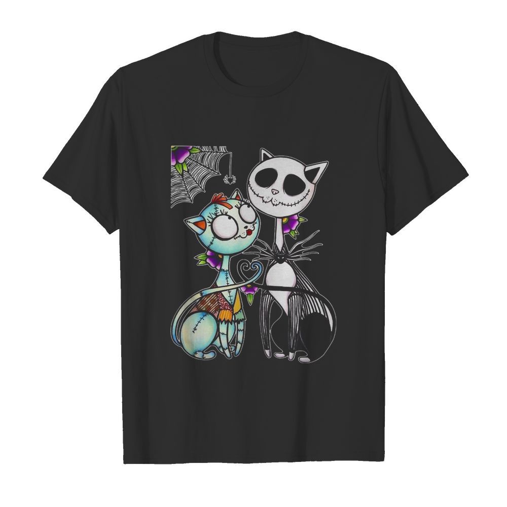 Cat Jack Skellington and Sally Happy Halloween shirt