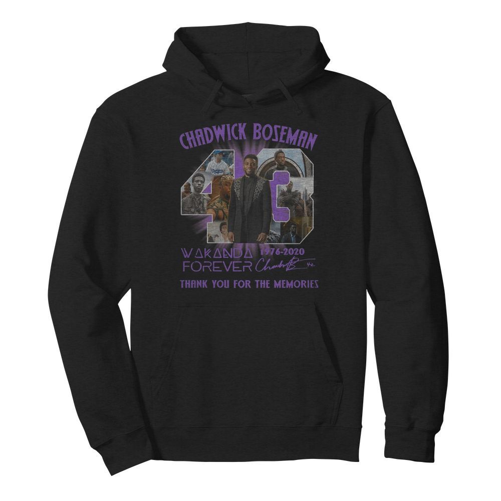 Chadwick Boseman Wakanda Forever 43 Years 1976 2020 Signature  Unisex Hoodie