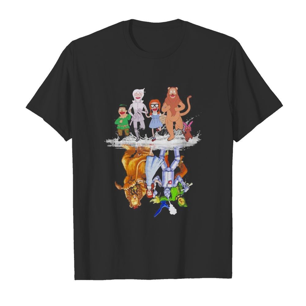 Characters cartoon water reflection shirt