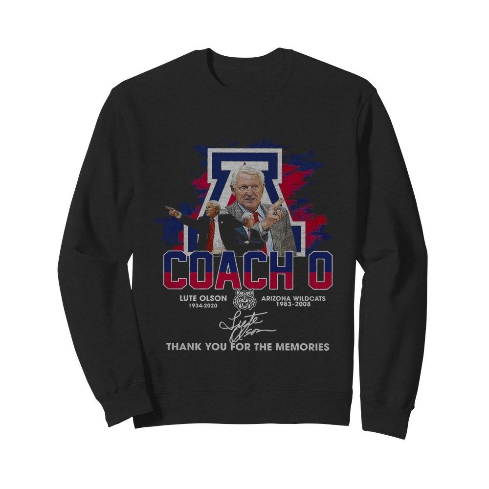 Coach O Lute Olson 1934 2020 Arizona Wildcats 1983 2008 Signature  Unisex Sweatshirt