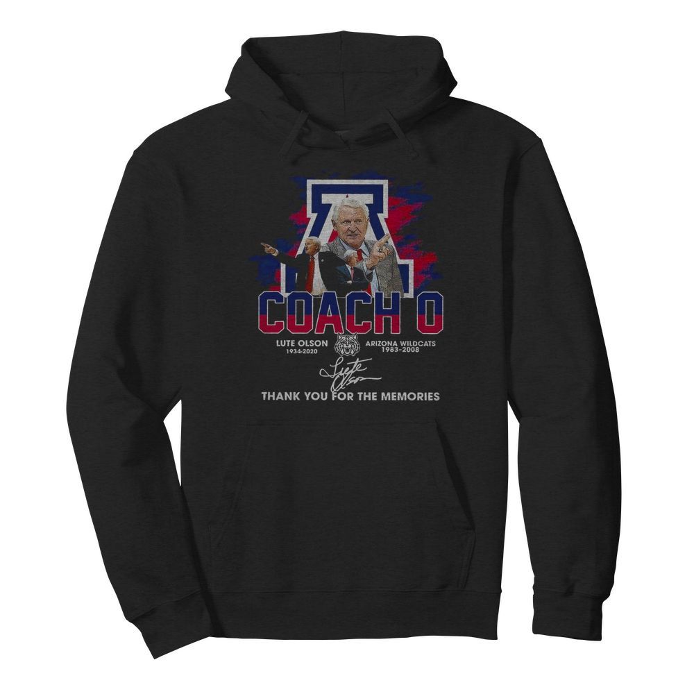 Coach O Lute Olson 1934 2020 Arizona Wildcats 1983 2008 Signature  Unisex Hoodie