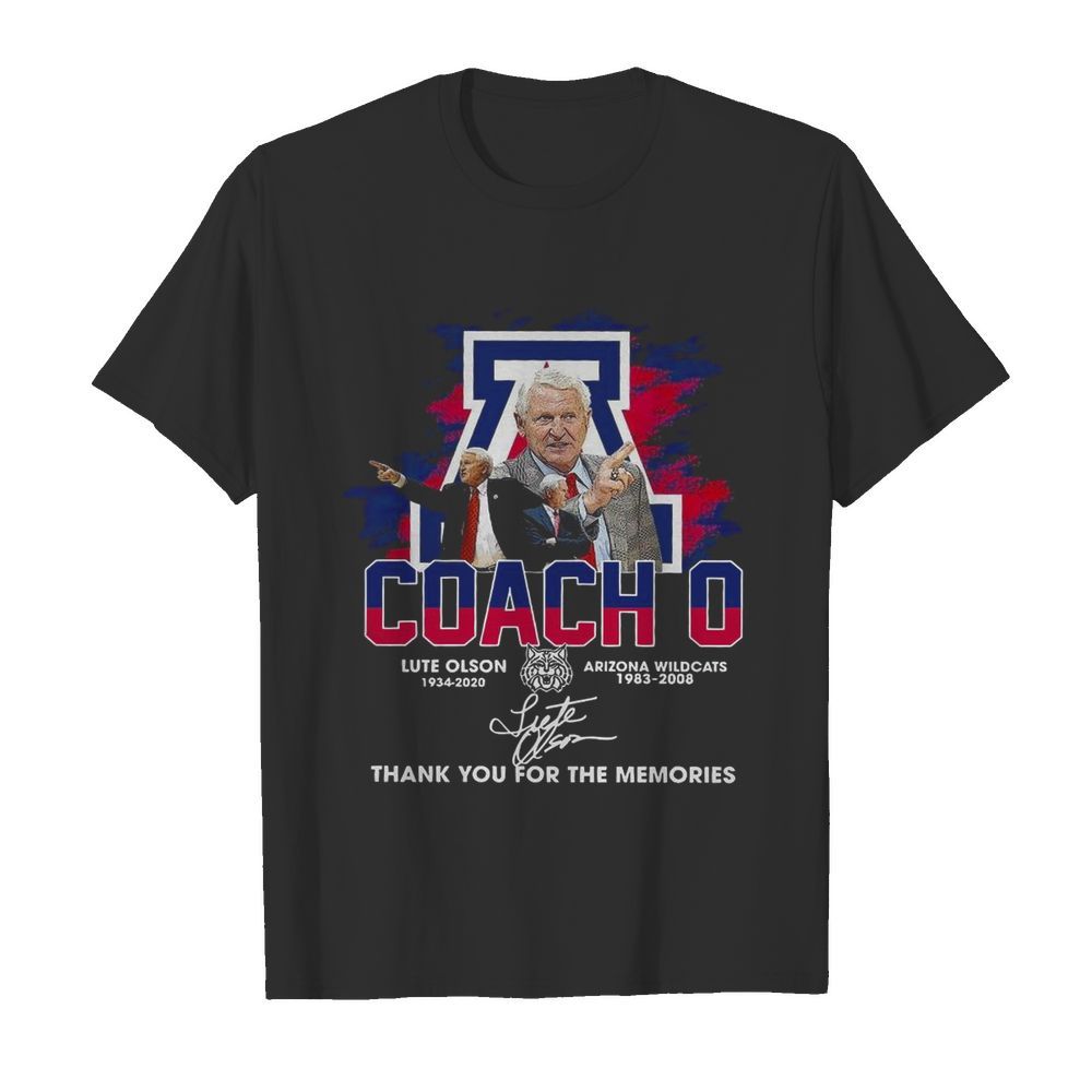 Coach O Lute Olson 1934 2020 Arizona Wildcats 1983 2008 Signature shirt