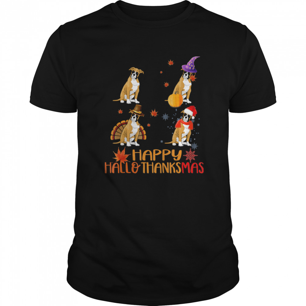 Cute Boxer Happy Hallothanksmas  Classic Men's T-shirt