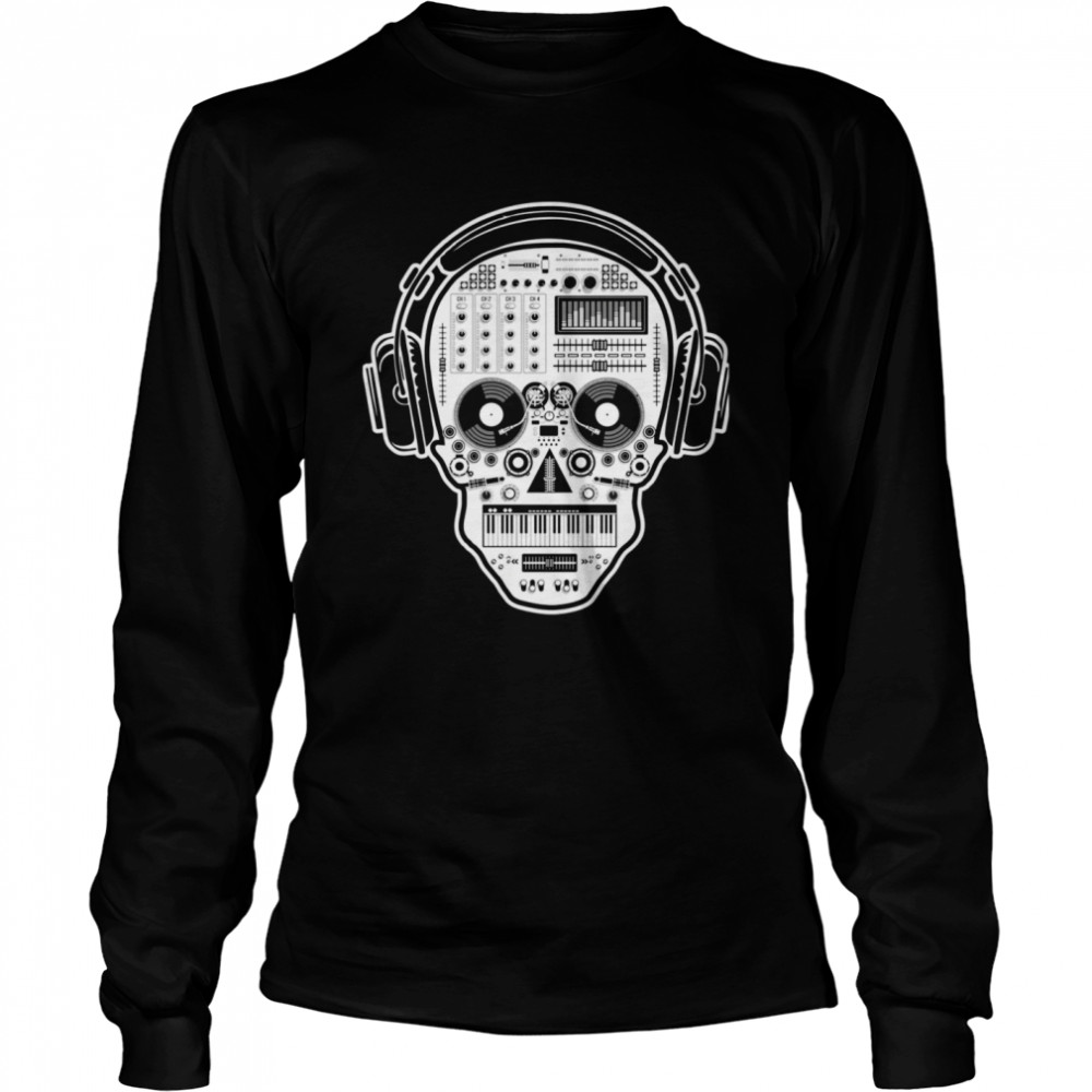 DJ Sugar Skull Day Of The Dead  Long Sleeved T-shirt