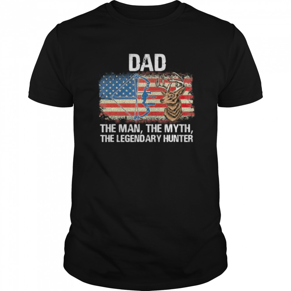 Dad The Man Myth Legendary Bow Hunter Vintage American Flag shirt