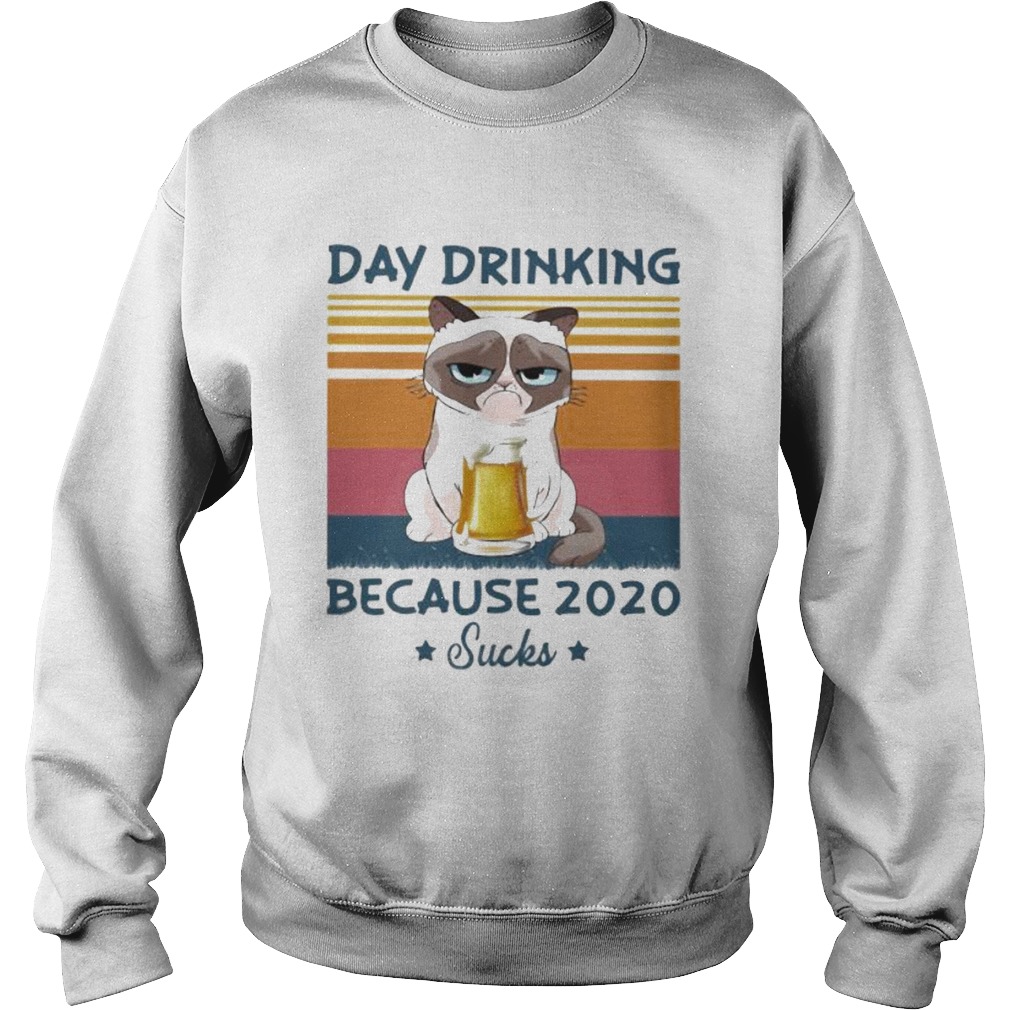 Day Drinking Because 2020 Sucks Cat Drink Beer Vintage Retro  Sweatshirt