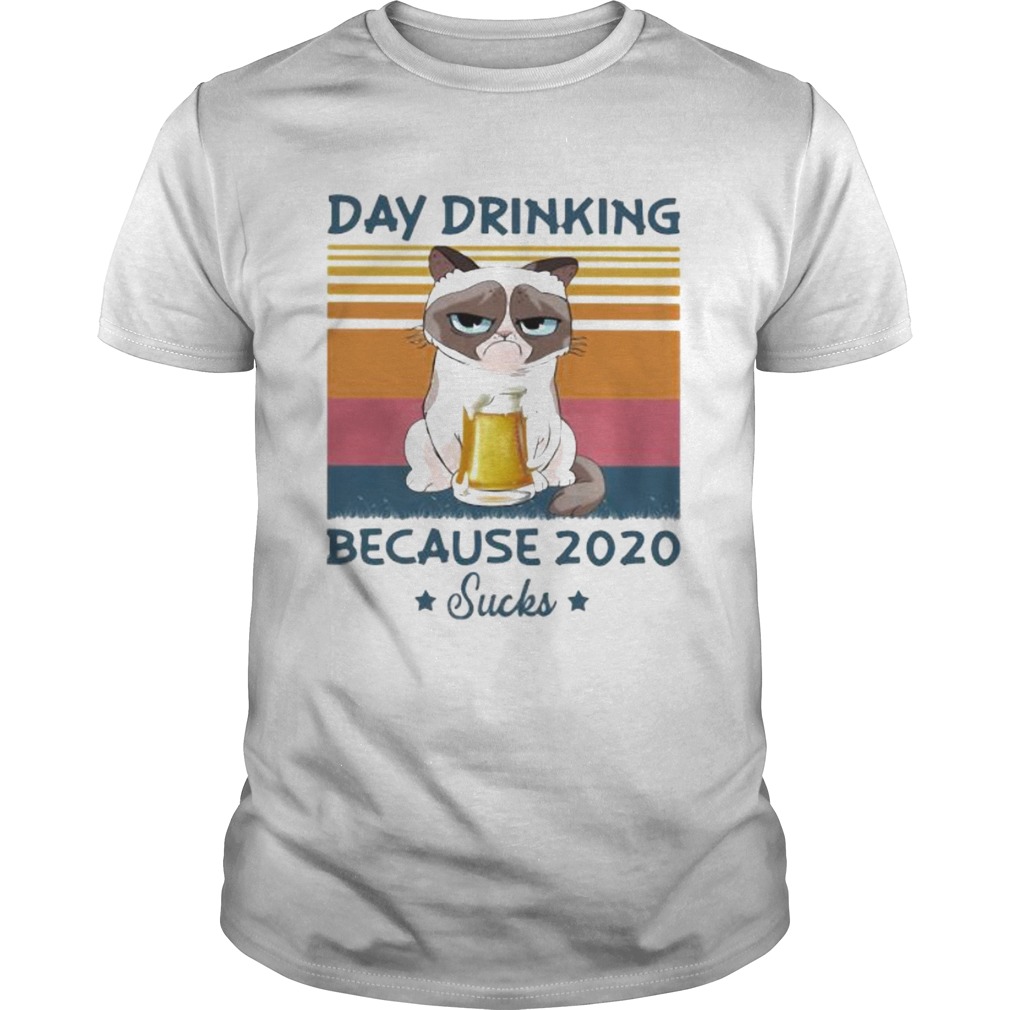 Day Drinking Because 2020 Sucks Cat Drink Beer Vintage Retro  Unisex