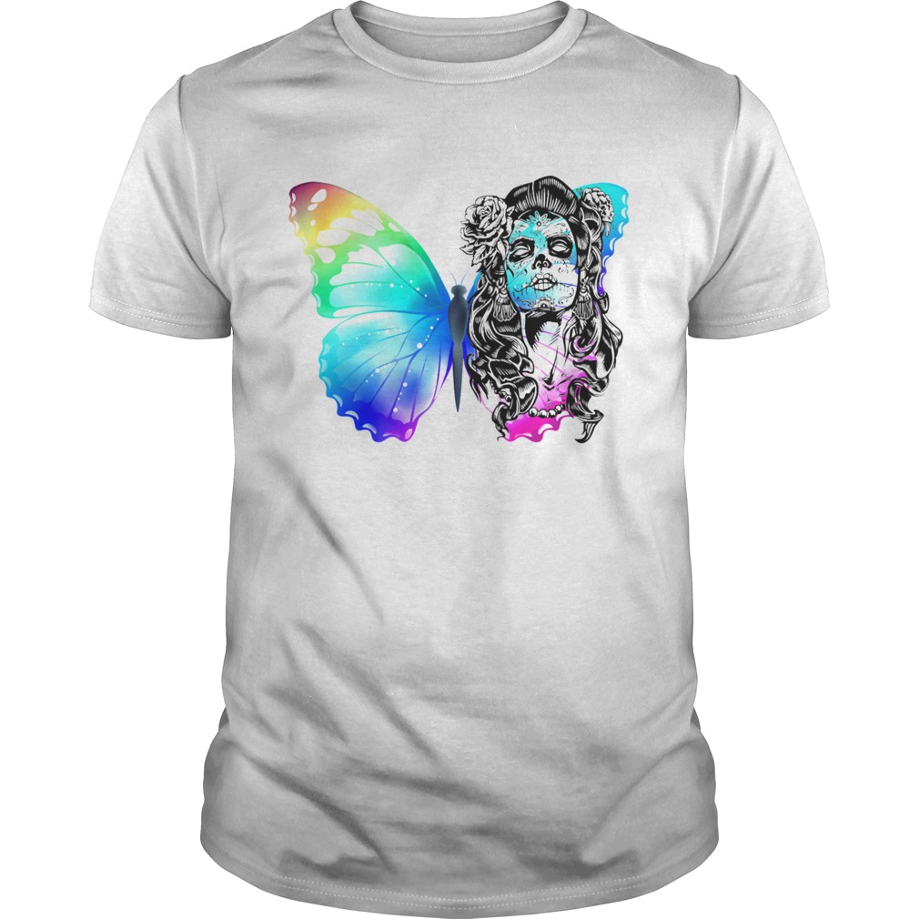 Day Of Dead Dia De Muertos Sugar Skull Dark Butterfly shirt