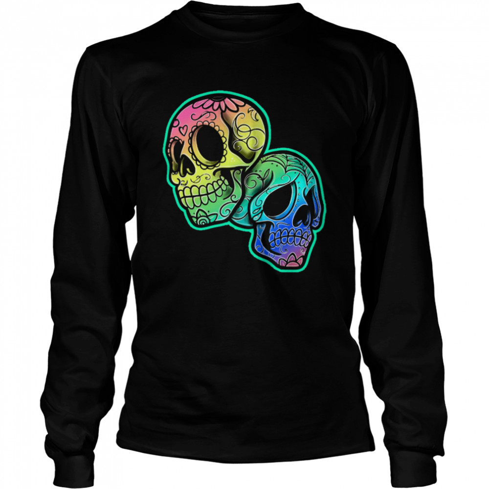 Day Of The Dead Skulls Mexican Holiday  Long Sleeved T-shirt