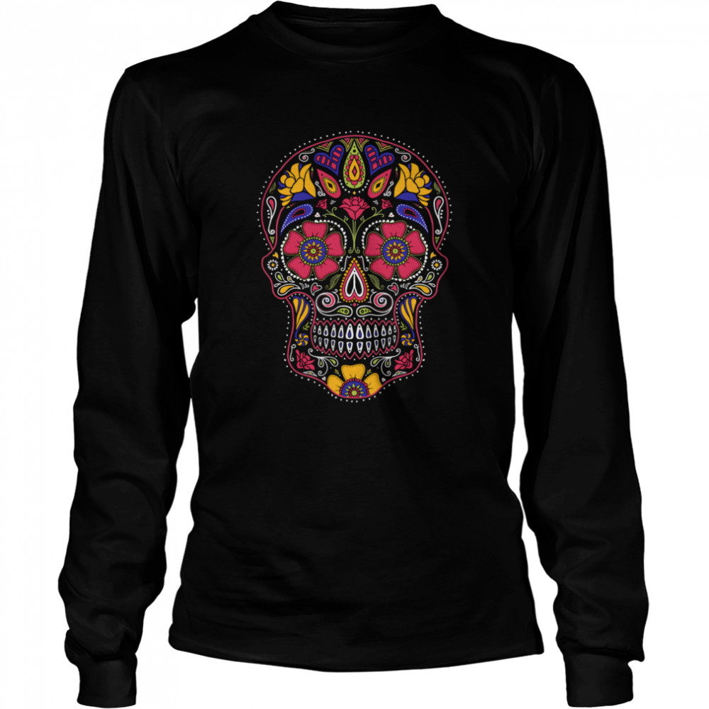 Day Of The Dead Sugar Skull Dark  Long Sleeved T-shirt