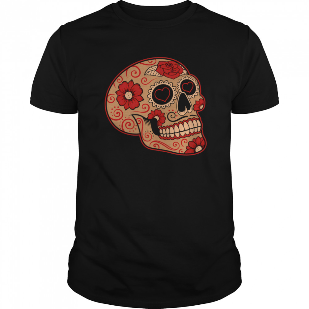 Dia De Los Muertos Sugar Skull In Mexican shirt