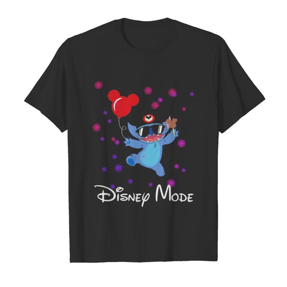 Disney mode stitch holding balloon mickey mouse shirt