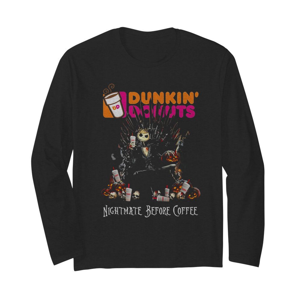 Dunkin’ Donuts Nightmare Before Coffee King Jack Skellington  Long Sleeved T-shirt 