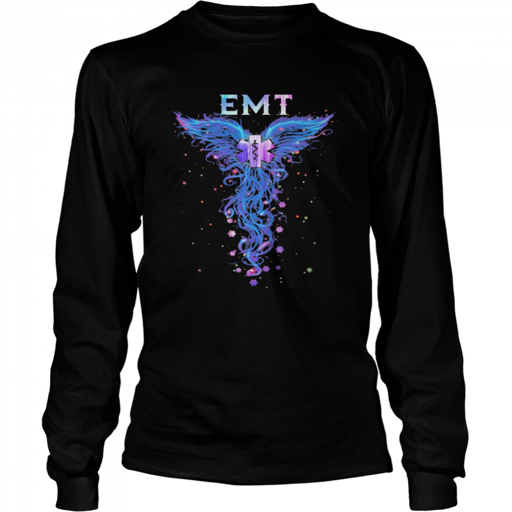 EMT With Angel Wings  Long Sleeved T-shirt