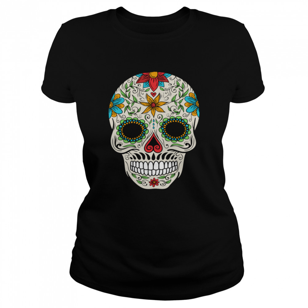 Floral Sugar Skull Day Of The Dead  Classic Women's T-shirt