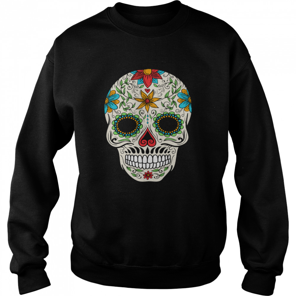 Floral Sugar Skull Day Of The Dead  Unisex Sweatshirt