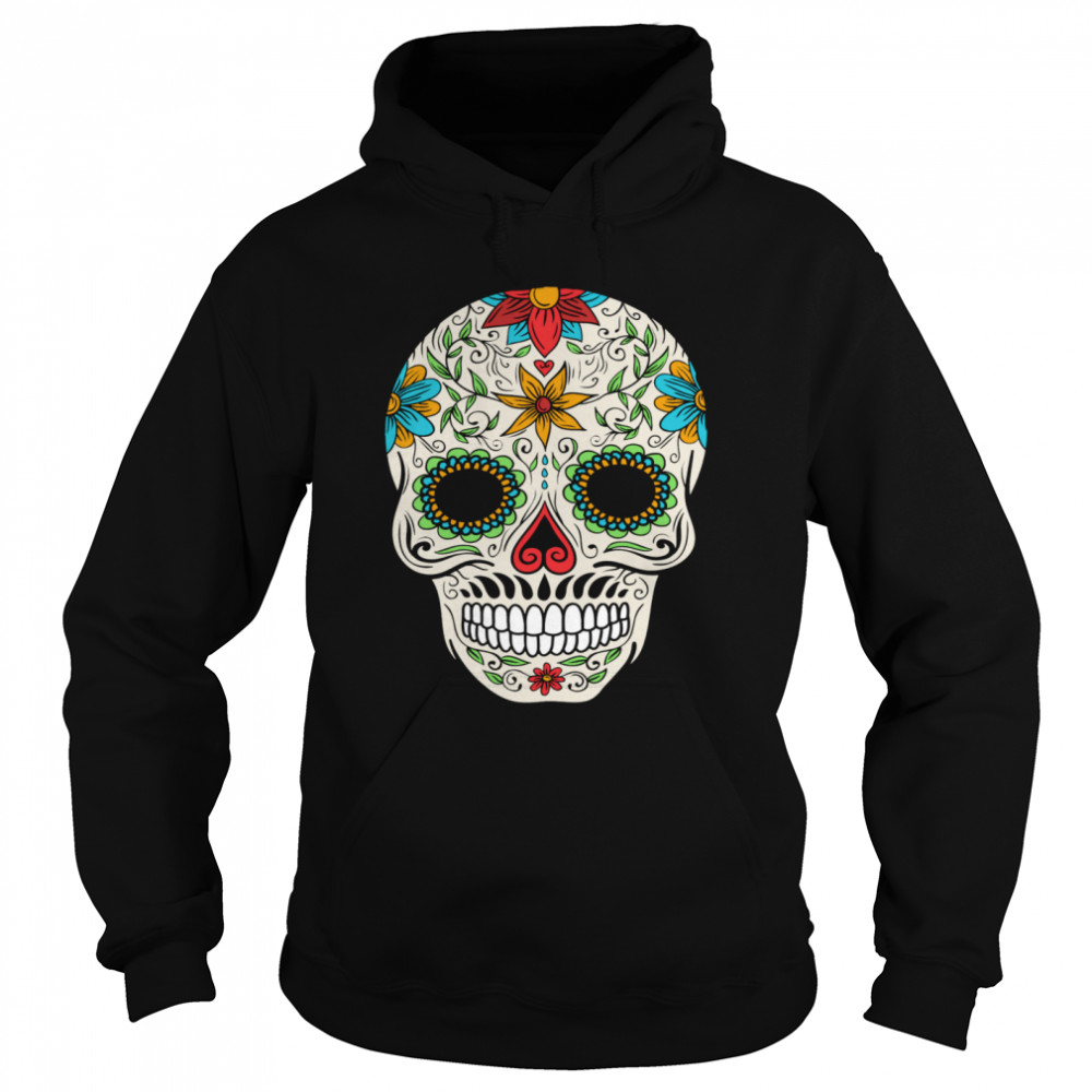 Floral Sugar Skull Day Of The Dead  Unisex Hoodie