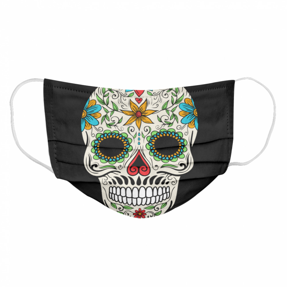 Floral Sugar Skull Day Of The Dead  Cloth Face Mask