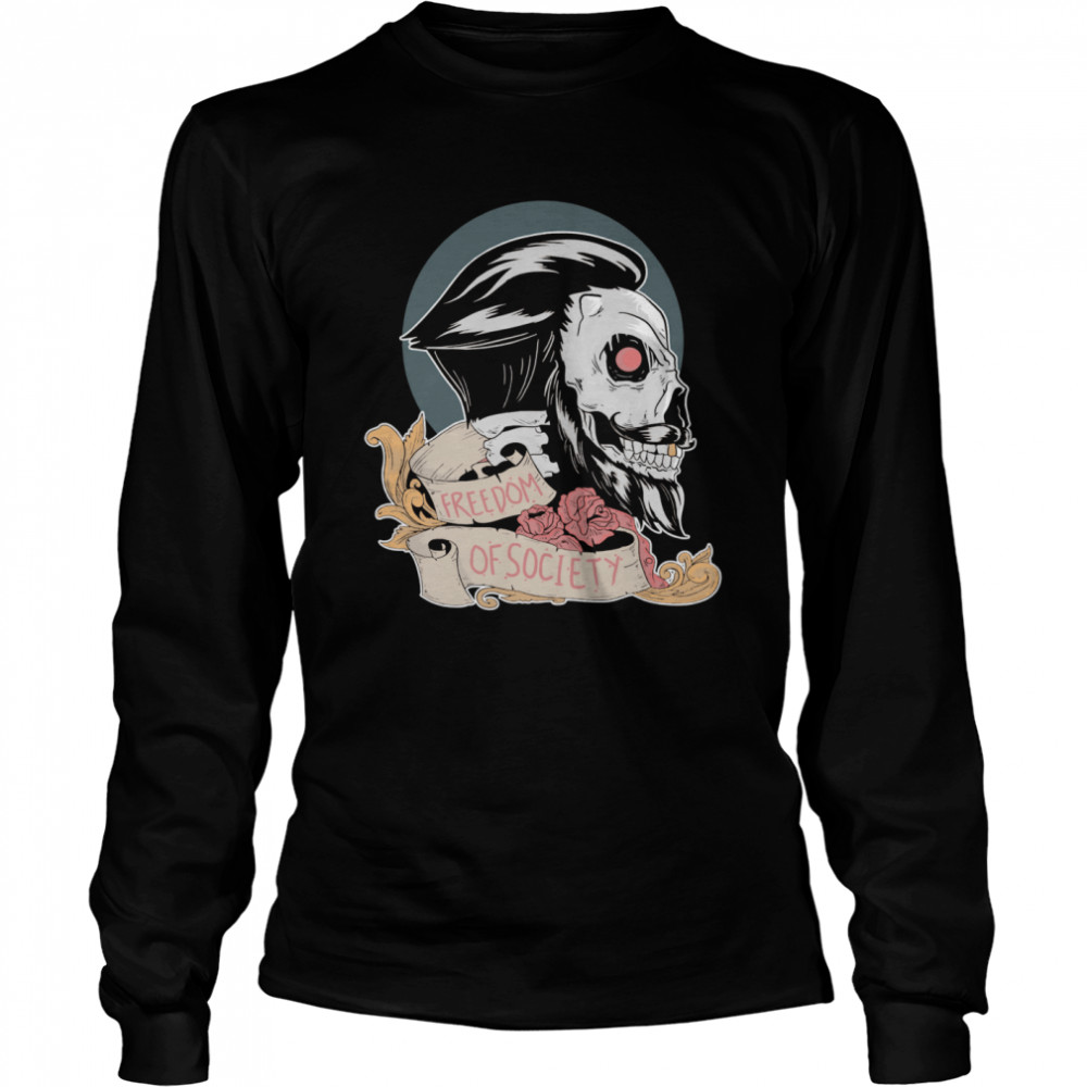 Freedom Of Society Skull Man Day Of The Dead  Long Sleeved T-shirt