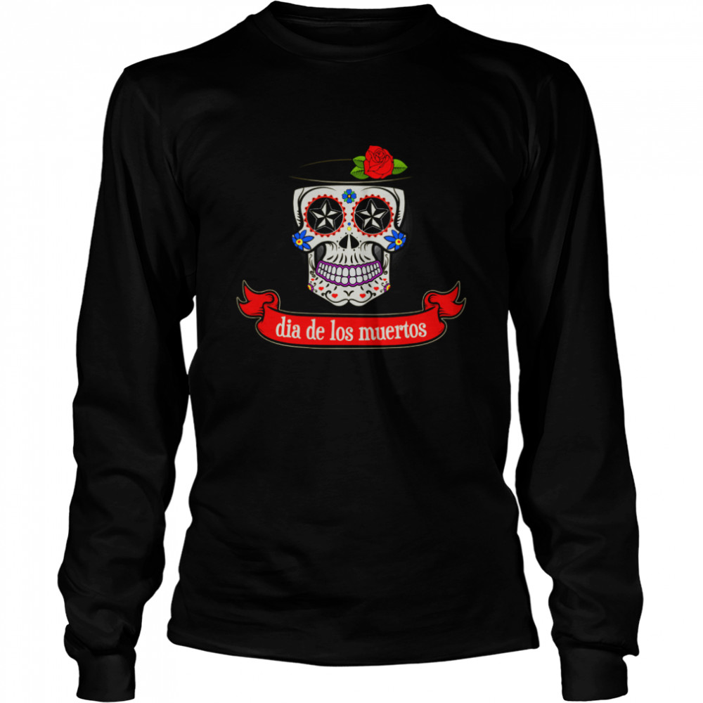 Gentlemen Sugar Skull Dia De Los Muertos Day Dead  Long Sleeved T-shirt