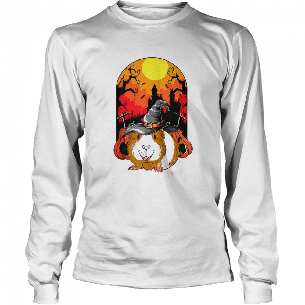 Guinea Pig Witch Pumpkin Halloween  Long Sleeved T-shirt