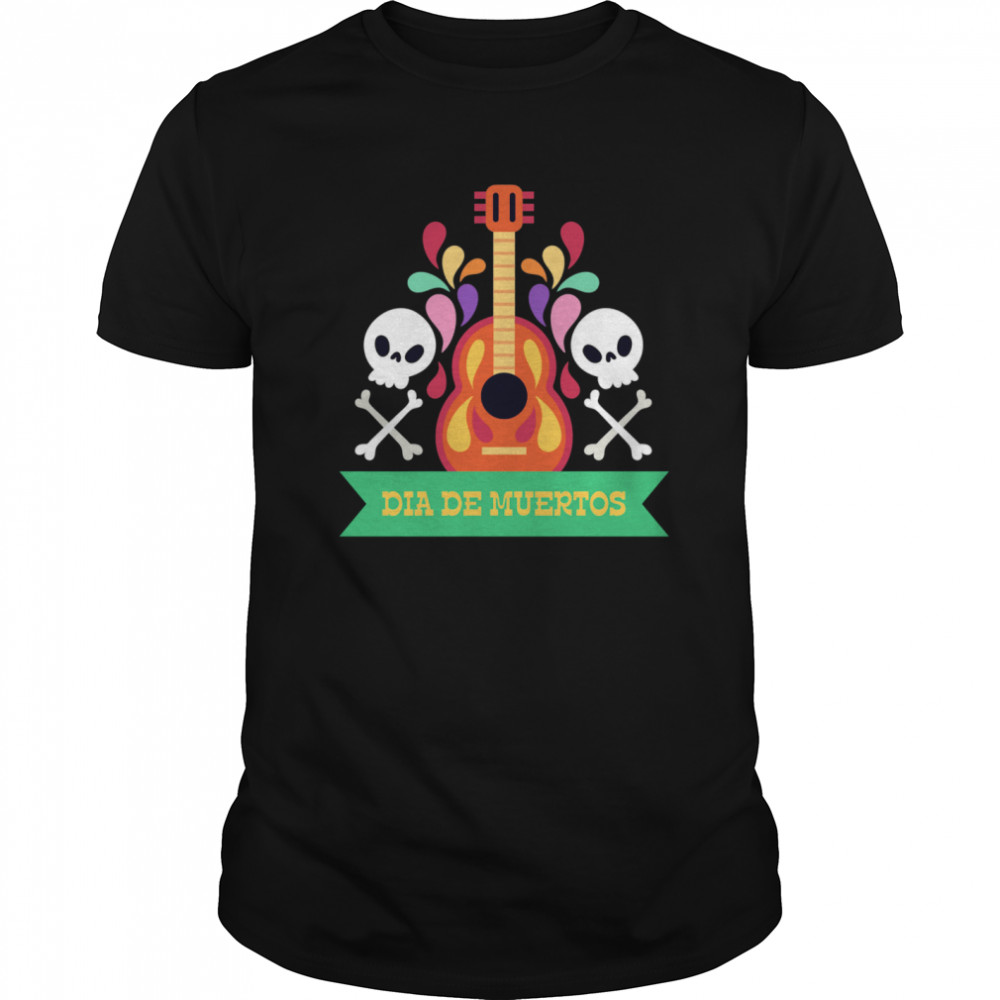 Guitar Sugar Skull Dia De Muertos Day Dead shirt