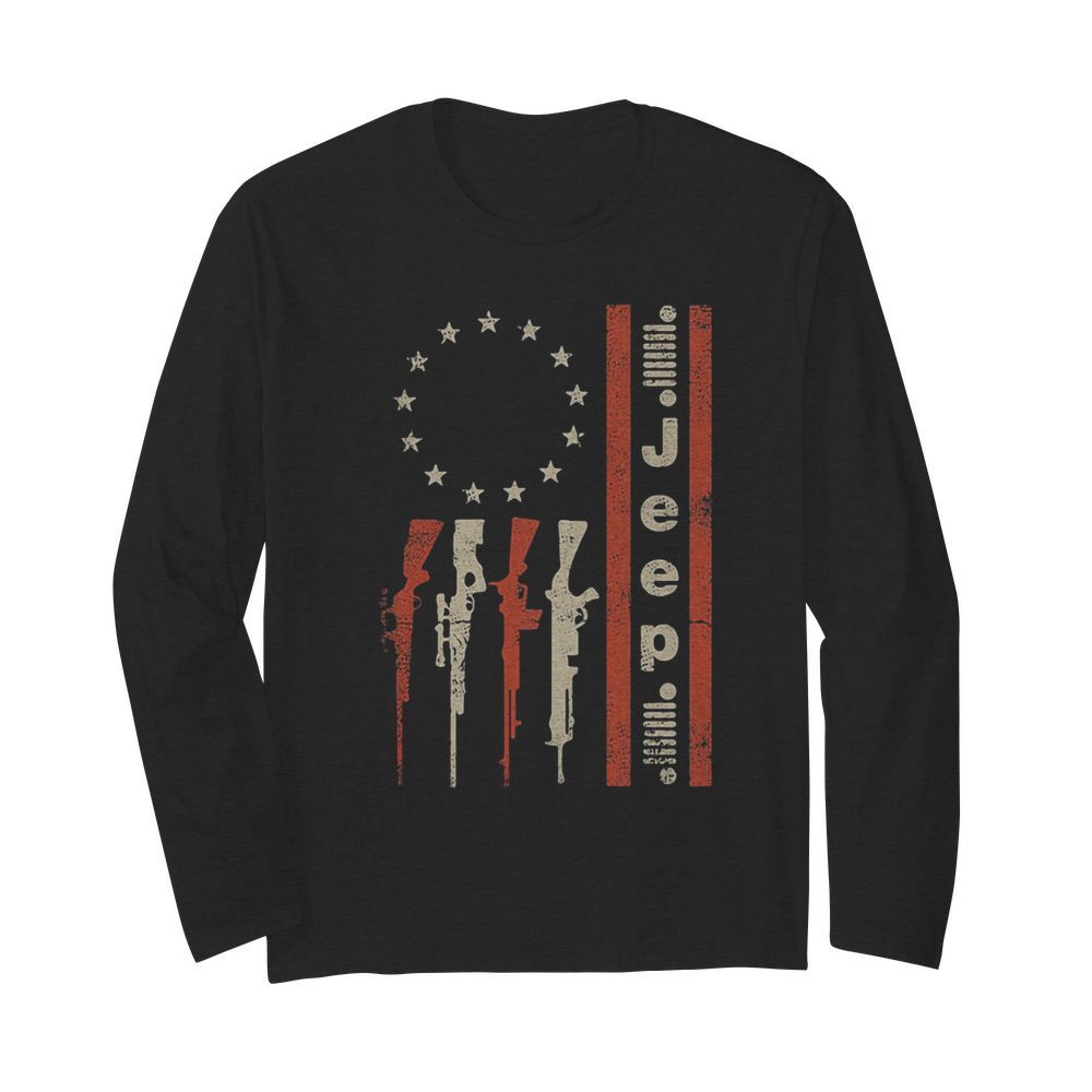 Guns vintage american flag  Long Sleeved T-shirt 