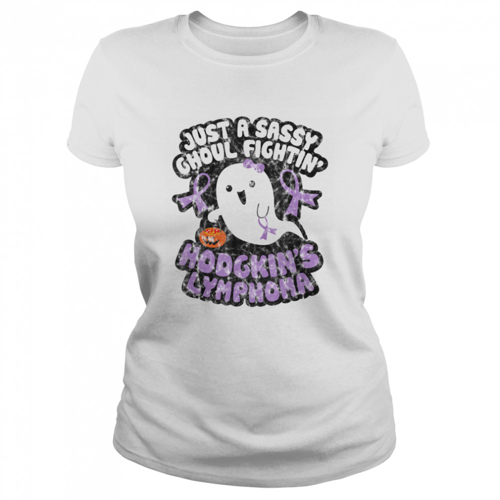 Halloween Sassy Ghoul Fighting Hodgkins Lymphoma Cute Ghost  Classic Women's T-shirt