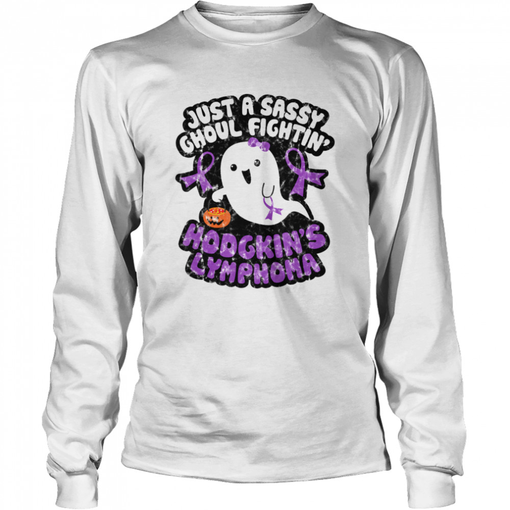 Halloween Sassy Ghoul Fighting Hodgkins Lymphoma Cute Ghost  Long Sleeved T-shirt