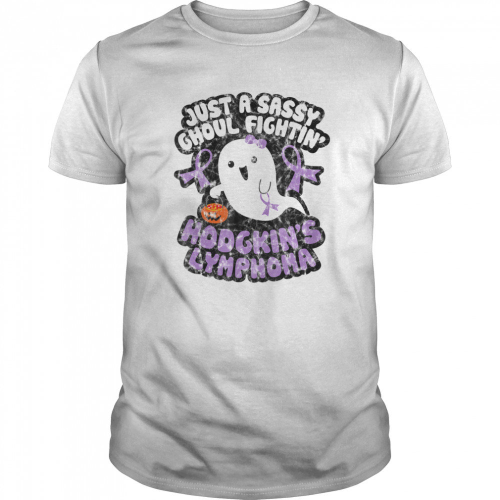 Halloween Sassy Ghoul Fighting Hodgkins Lymphoma Cute Ghost  Classic Men's T-shirt