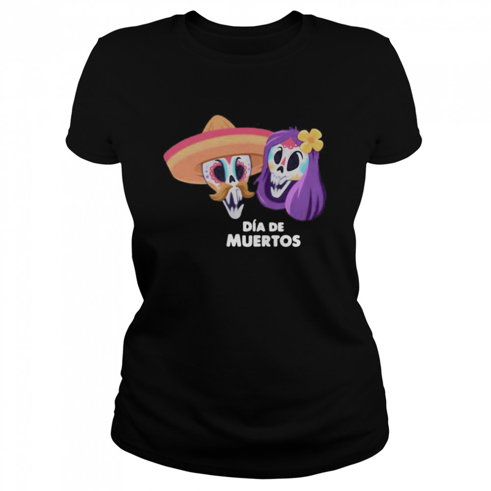 Halloween Sugar Skull Couple Day Of The Dead Dia De Muertos  Classic Women's T-shirt