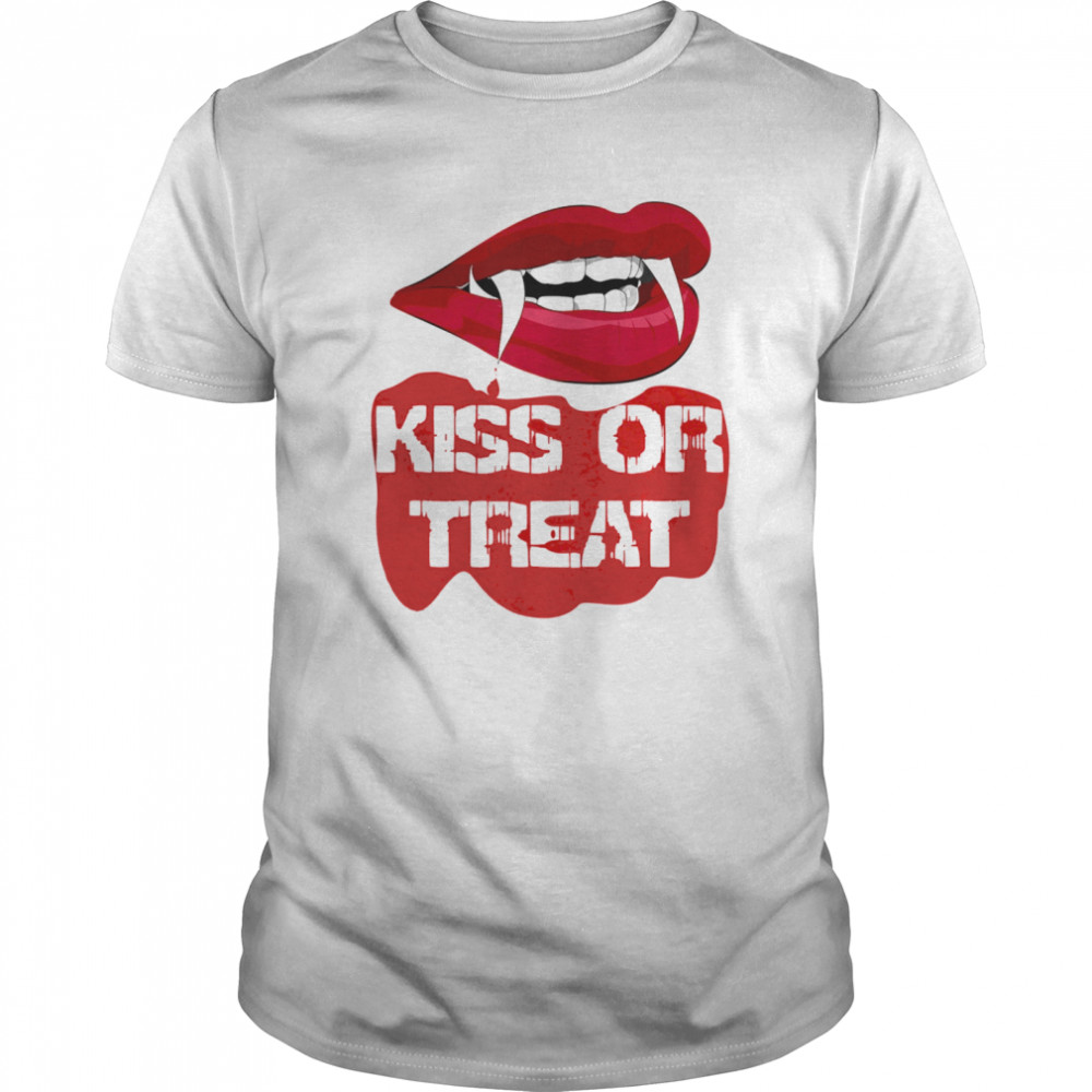 Halloween Vampire Teeth Lips Kiss or Treat shirt