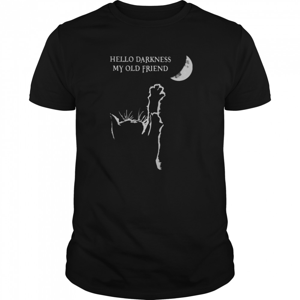 Halloween cat hello darkness my old friend shirt