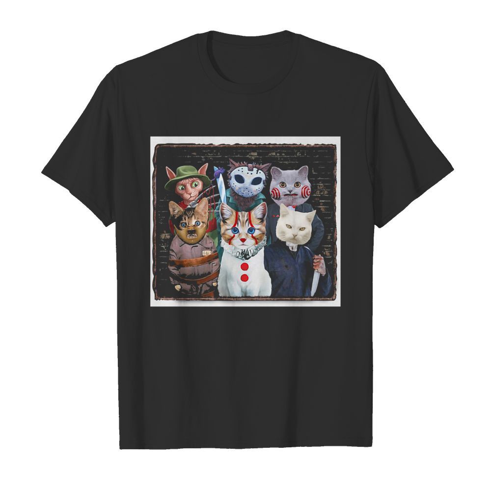 Halloween cats horror characters friends shirt